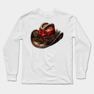 Watercolor Western Christmas Hat Long Sleeve T-Shirt